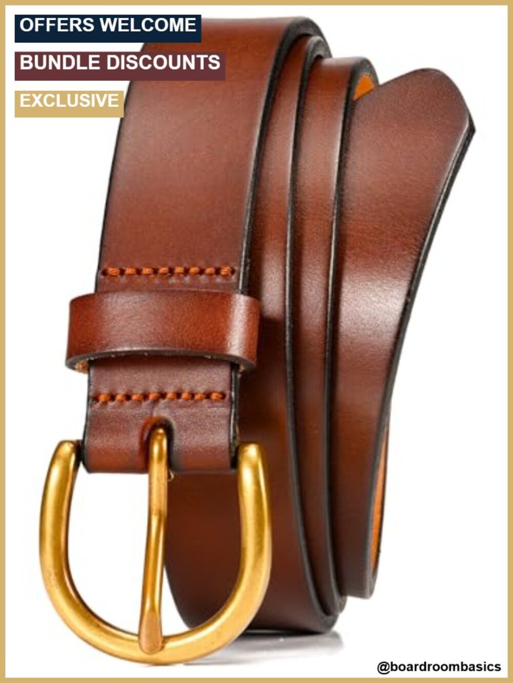 Women's 1.1" 100% Italian Full Grain Real Leather Belt with Gold Buckle